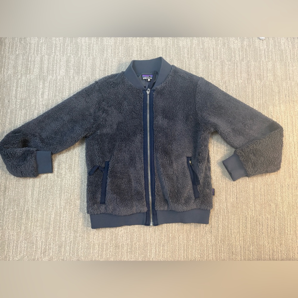 Patagonia Blue Fuzzy Bomber Jacket